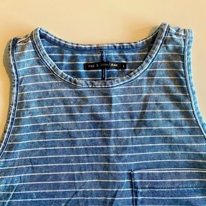 Rag & Bone JEAN Distressed Pinstripe Tank (L)